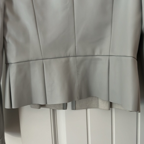 Express Vegan Leather Peplum Jacket Soft Dove Grey Size Medium - Picture 6 of 7